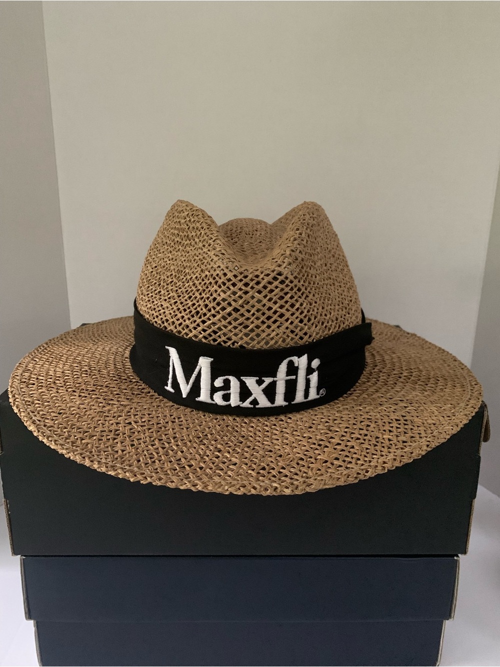 Maxfli Golf Hat Straw One Size Made In USA Stitched Logo Hatband Vintage OSFA